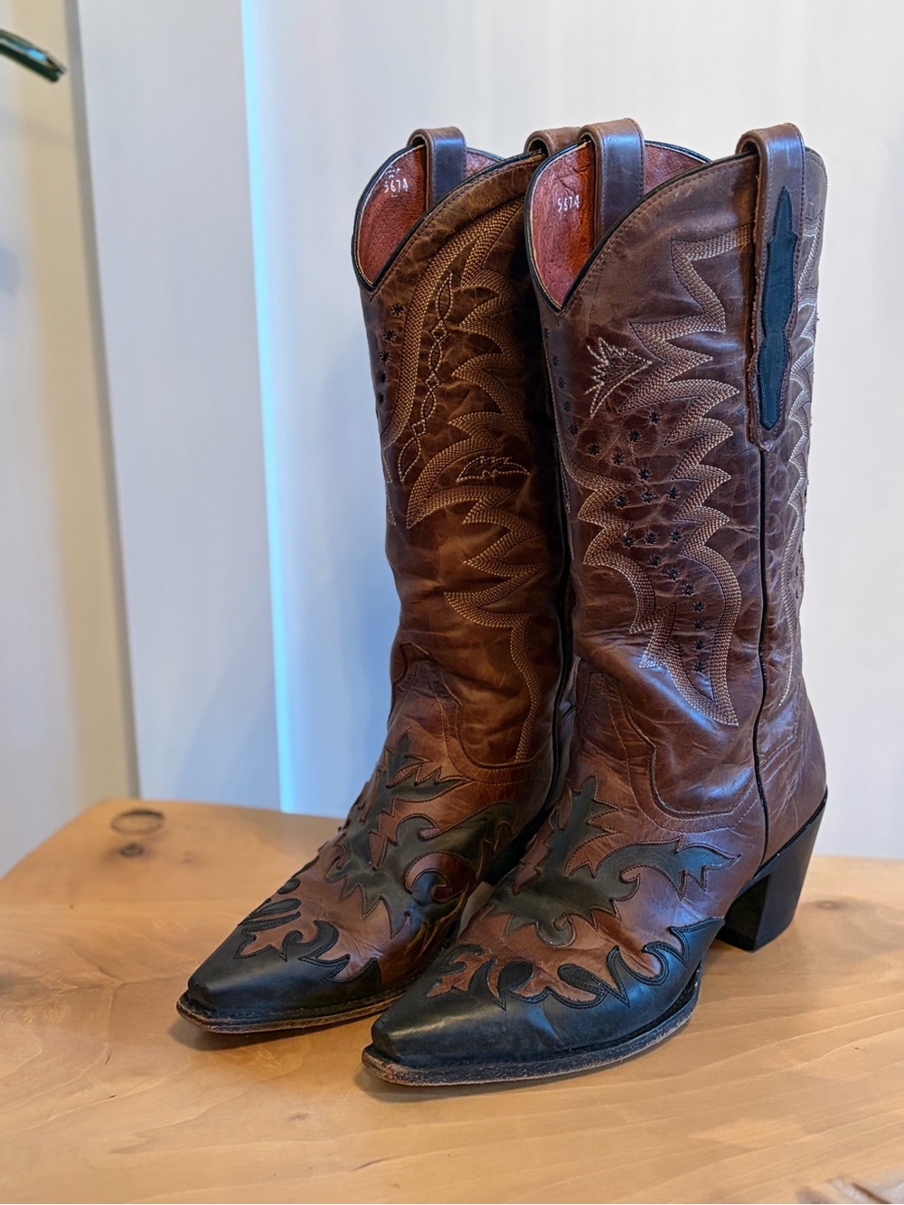 Women Dan Post Western Brown Leather Cowboy Boots